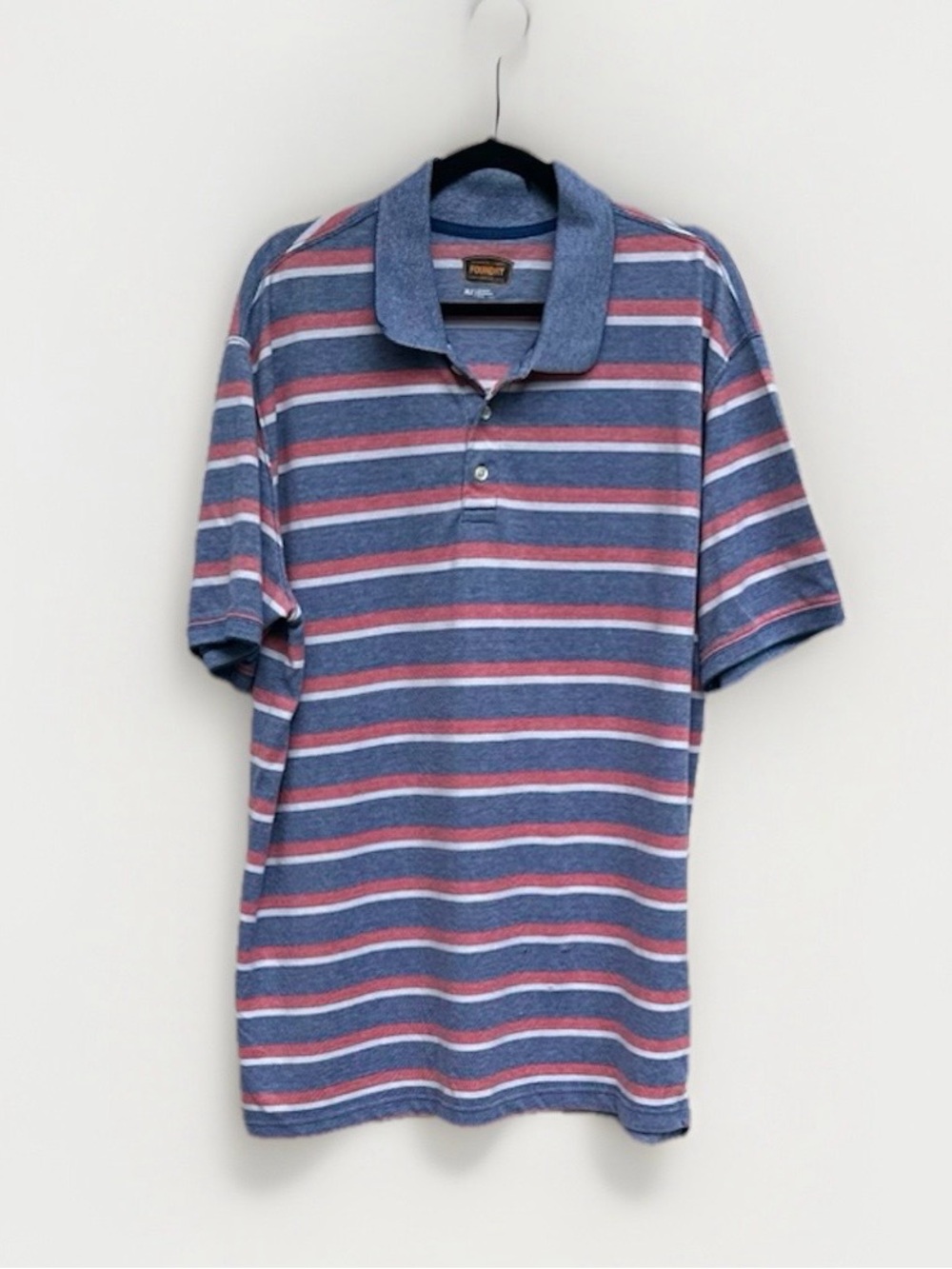 The Foundry Supply Co. Striped Polo in Blue & Red